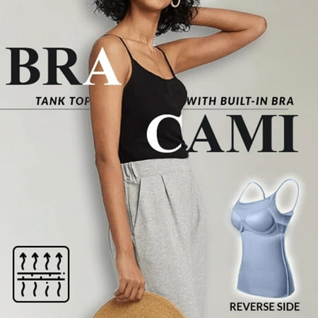 Women s Camisole Tops with Built in Bra Neck Vest Padded Slim Fit Tank Tops