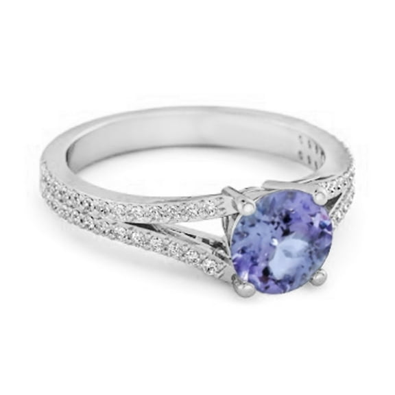 Mooneye Felicity Design 925 Sterling Silver Tanzanite Solitaire Accents Women's Wedding Ring