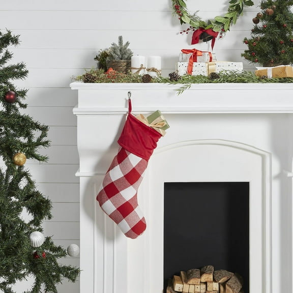 VHC Brands Annie Red Check Stocking 12x20