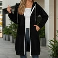 thumbnail image 4 of ZHOUCHANKIDS Long Zipper Hooded Sweatshirt for Women 2026 Cardigan for Autumn Winter Sports Jacket Oversized Solid Color Hooded Sweatshirt Outwear Coat Black, 4 of 6
