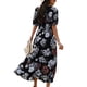 thumbnail image 2 of Minnieouse Vestido largo de verano Traje de playa Algodón Cuello en V Mano de obra fina Patrón de flores de manga corta Exquisito elegante Vestidos Negro/XL Minnieouse AP018342-04, 2 of 6