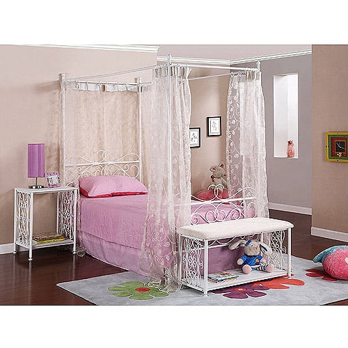 Powell Canopy Wrought Iron Princess Twin Bed, Multiple Colors 