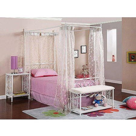 powell canopy wrought iron princess twin bed, multiple colors