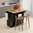 thumbnail image 2 of Topbuy Kitchen Island Cart with Drop-Leaf & Power Outlet Rolling Kitchen Cart on Wheels with Microwave Shelf Glass Holder Black & Natural, 2 of 9