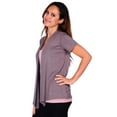 thumbnail image 2 of Simply Ravishing Women's Basic Short Sleeve Hip Length Open Drape Cardigan, Medium, Coco, 2 of 4