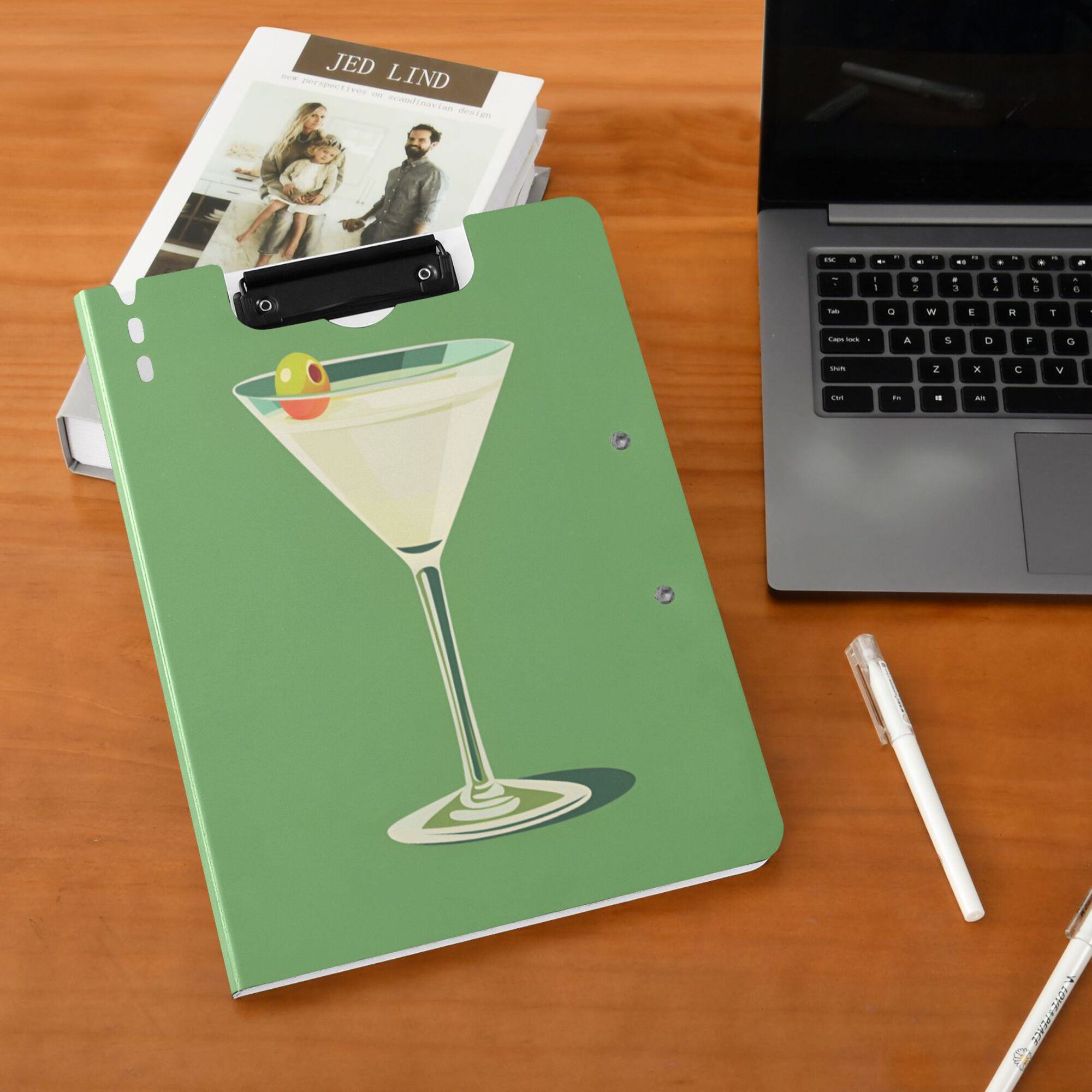 FORMRS A4 Clipboard Folder with Pen Holder Horizontal Foldable School Office Binder, Green Lemon Juice