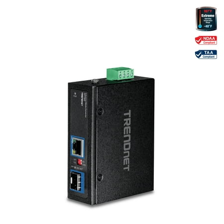 UPC: 0710931160369 | TRENDnet TI-F11SFP Hardened Industrial 100/1000Base-T to SFP Media Converter