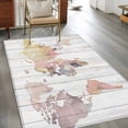 thumbnail image 3 of 3'x5' Area Rugs, World Map Indoor Outdoor Area Rug for Living Room Bedroom, Farmhouse Abstract Illustration Wooden Grain Washable Bathroom Rugs Kitchen Floor Carpet Mats Home Decor Aesthetic, 3 of 8