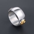 thumbnail image 3 of Unisex Titanium Steel Wide Face Gold Bird Ring For Men Women Fashion Jewelry Band Gift Statement Ring With Modern Style, 3 of 5