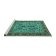 thumbnail image 2 of Ahgly Company Machine Washable Indoor Square Oriental Turquoise Blue Industrial Area Rugs, 4' Square, 2 of 4