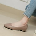 thumbnail image 4 of hopeusnice Women's Low Heel Square Toe Flats Comfortable Slip On Shoes PU Leather Block Heel Dress Shoes for Work Office Wedding Party Khaki 36, 4 of 8