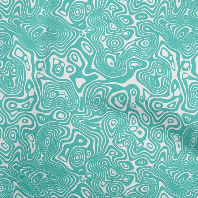 oneOone Tissu Polyester Spandex Bleu Turquoise Tissu de Robe en Moire Tissu Imprimé au Mètre 56 Pouces de Large