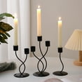 thumbnail image 2 of Bxaolu Iron Candle Holder Fireplace: Metal Candelabra Centerpiece Decor - 3-Stem Taper Candlestick Candle Holders, Black, 2 of 9