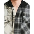 No Boundaries Men's & Big Men's Plaid Hooded Flannel Shirt, Sizes XS