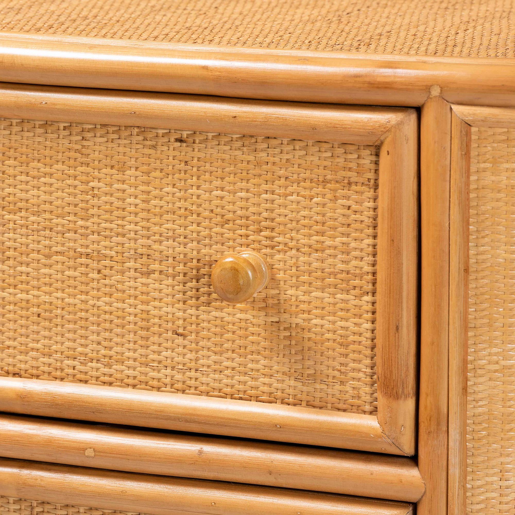 bali & pari Radenza Boho Storage Cabinet, 3-Drawer, Light Honey