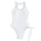thumbnail image 1 of Traje de baño de una pieza con cordones, sin espalda, ajustado, color puro, transpirable, de moda, con cordones, Blanco S, 1 of 6