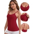 thumbnail image 3 of DARING DIVA Women's Spaghetti Straps Flowy Pleated Front Camisole Tops L Wine Red, 3 of 6