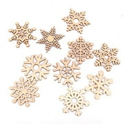 PIXNOR Christmas Decorations Christmas Tree Ornaments Wooden Hanging Snowflake, Pack of 10