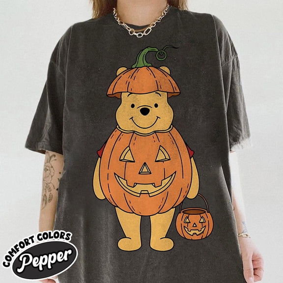 Retro Halloween Cute Bear Pumpkin Shirt, Spooky Season Tee, Cute Bear Pumpkin Shirt