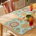 thumbnail image 4 of Retro Boho Floral Placemats Set of 8, Yellow Orange Flower Leaf Abstract Teal Non-Slip Place Mats Washable Table Mats for Kitchen Dining Table Decorations Indoor/Outdoor, 4 of 9