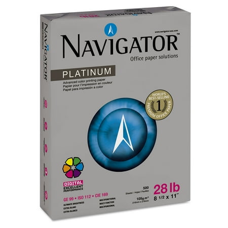 UPC: 0802839400026 | Navigator Platinum Paper 99 Brightness 28lb 8-1/2 x 11 White 500 Sheets/Ream NPL1128