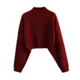 thumbnail image 3 of WEAIXIMIUNG Women's Cropped Turtleneck Sweater Sleeve Ribbed Knit Pullover Sweater, 3 of 3