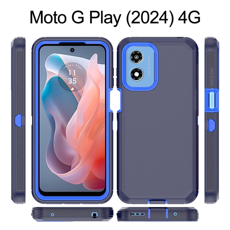 Rugged Armor Case With Belt Clip Holster & Tempered Glass For Moto G Play 4G 2024 4 thumbnail image