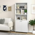 thumbnail image 6 of GVN Bookcases,66 Inch Tall Double-Door Bookcase with Adjustable Shelf and Storage Cubes-White, 6 of 9
