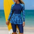 thumbnail image 5 of ICHUANYI Long Sleeve Swimsuits for Women Swim Dress Swimwear One Piece Bathing Suit with Skirts Rash Guard Conservative Swimsuits, 5 of 5