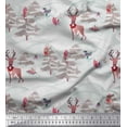 thumbnail image 1 of Soimoi Orange Cotton Voile Fabric Animals,Tree & Snow Nature Print Sewing Fabric Yard 42 Inch Wide, 1 of 1