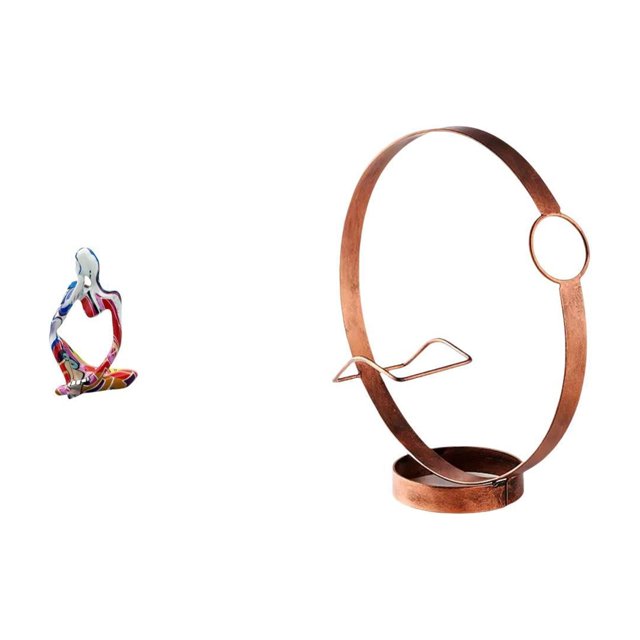 Estatua de resina,Figura ornamental de resina con estatua de un pensador sentado,Soporte para botellas de vino,Soporte para botellas de vino,estante de hierro,Regalo de bar de
