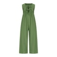 thumbnail image 3 of Baikeli Cotton Linen Jumpsuits for Women Plus Size Dressy Rompers Lightweight Loose Fit Overalls Flare Wide Leg Pants, 3 of 5