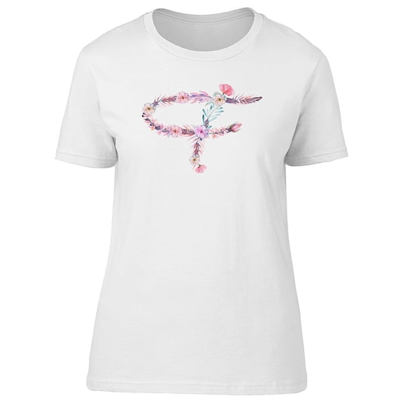 Cute & Floral Capital Letter F Tee Women's -Image by Shutterstock