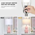thumbnail image 6 of Double Gourd Ceramic Table Lamps Set of 2, Modern Pink Bedside Lamps for Night Stand, Contemporary Nightstand Lamps for Bedroom Living Room (Bulb Included), 6 of 14