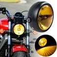 thumbnail image 6 of Retro Vintage Motorcycle Universal Side Mount 35W 6.5 inch Amber Headlight Café Racer with Grille + Bracket Kit, 6 of 10
