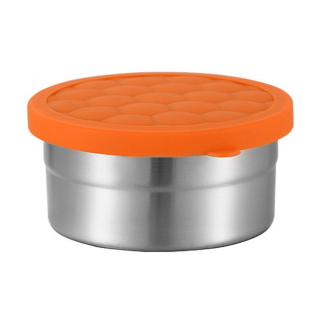 Contenedores de acero inoxidable para refrigerios infantiles, a prueba de fugas, con tapas de silicona, lonchera metálica apilable para la escuela y la guardería.