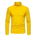 thumbnail image 2 of Miluxas Mens Mock Turtleneck T Shirts Long Sleeve Slim Fit Shirts Casual Ribbed Knited Tops thermal Pullover Undershirts Yellow, 2 of 9