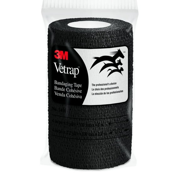 3M COMPANY Vetrap Horse Bandaging Tape, Black, 4-In. x 5-Yds. 1410BK