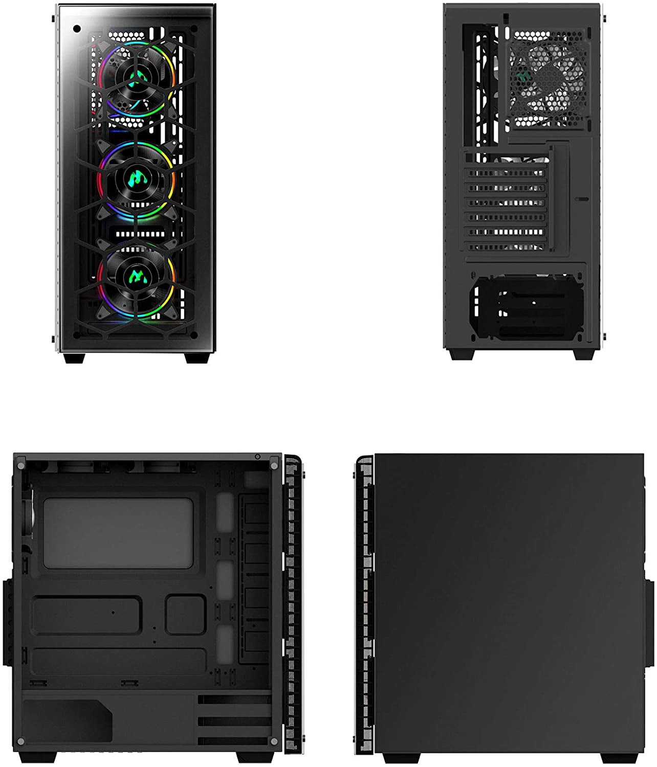 MUSETEX Phantom Black ATX Mid Tower Desktop Computer Gaming Case (903S4)