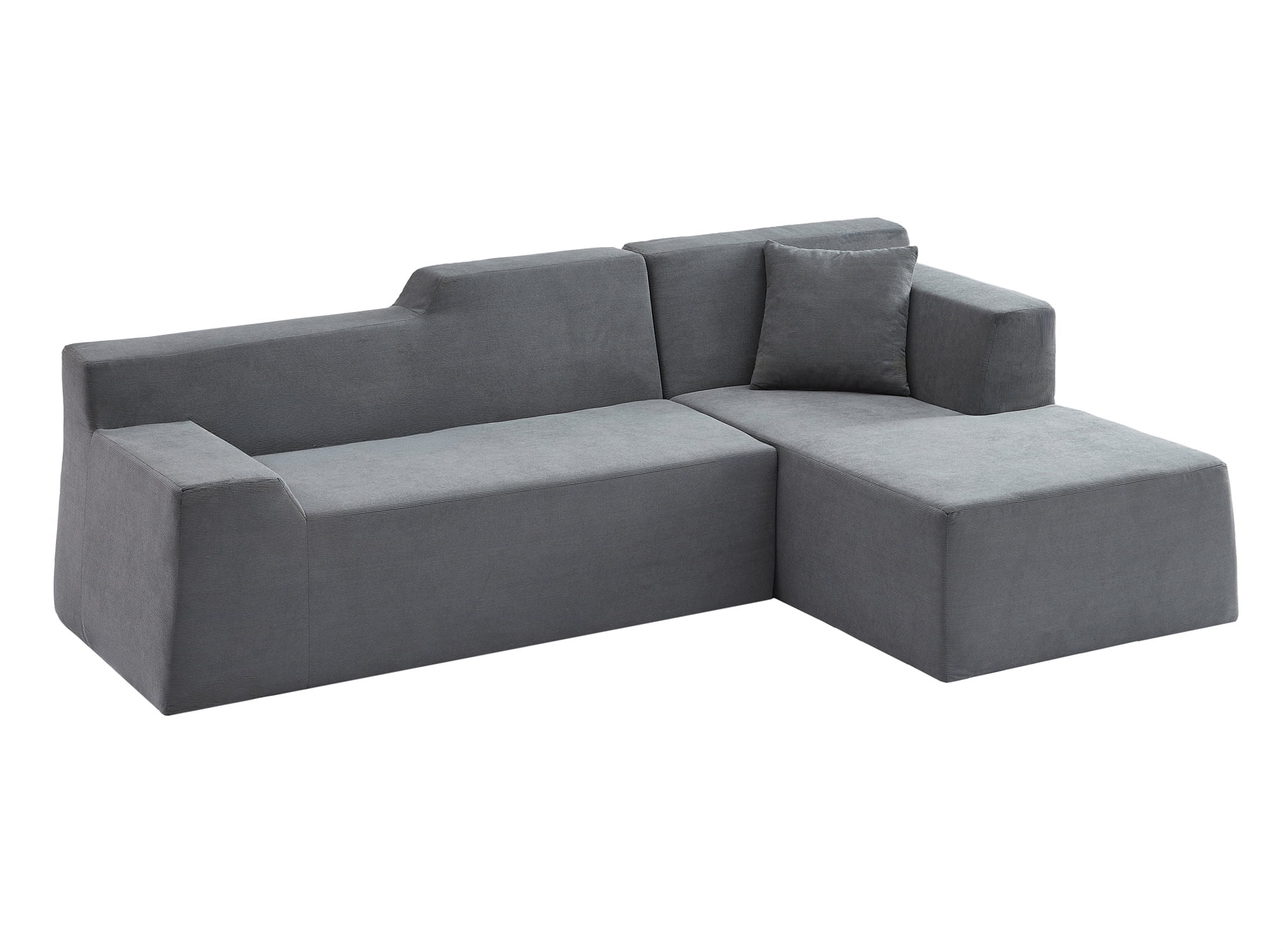 Aukfa 97" Cloud Sectional Sofa Trapezoid Boneless Couch Modular Sofa Bed for Living Room, Right Chaise, Gray