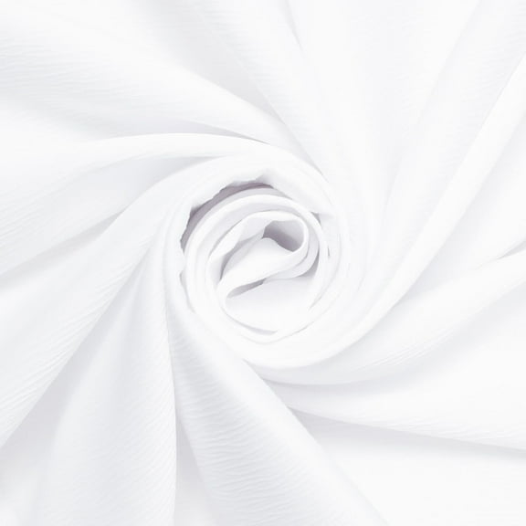 Matte Striped Crinkle Stretch Satin Polyester Spandex Medium Weight 150 GSM Fabric By The Yard For Sewing, Crafting, & DIY Projects - White, 1 Yard