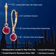 thumbnail image 2 of Gem Stone King 14K Yellow Gold Red Created Ruby Drop Dangle Earring for Women with Leverback (1.20 Cttw, Gemstone Birthstone, Round 5MM), 2 of 5