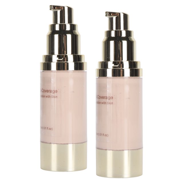 Base Líquida De Cobertura Total, Base Correctora Textura Cremosa 30 Ml 2 Piezas Impermeable Para Maquillaje