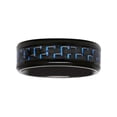 thumbnail image 3 of Mens Stainless Steel Black and Blue Carbon Fiber Wedding Band, 3 of 5