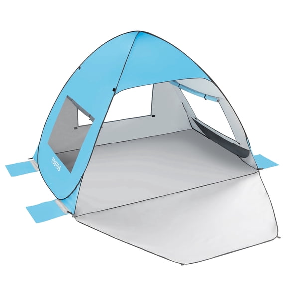 TOBTOS UPF 50 Pop Up Beach Tent for 2-3 People, Automatic Sun Shelter with UV Protection, Portable Lightweight Beach Canopy with Carry Bag