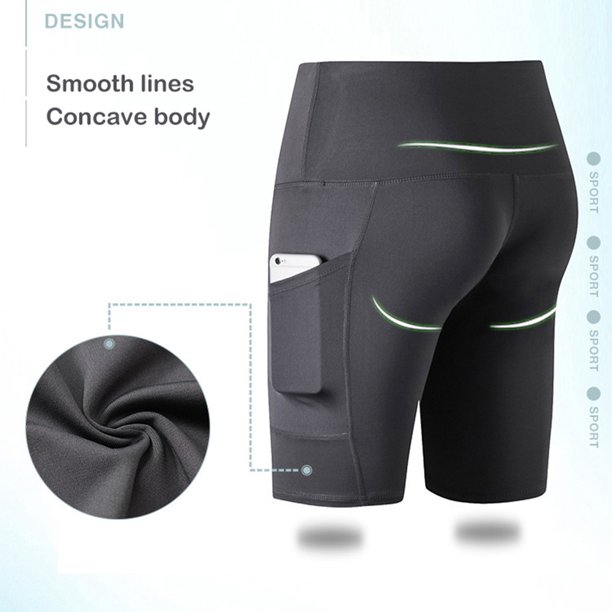 Pantalones cortos para correr en el gimnasio Pantalones cortos de yoga Pantalones cortos diarios delgados con bolsillo de cintura alta para mujer Tmvgtek Para estrenar