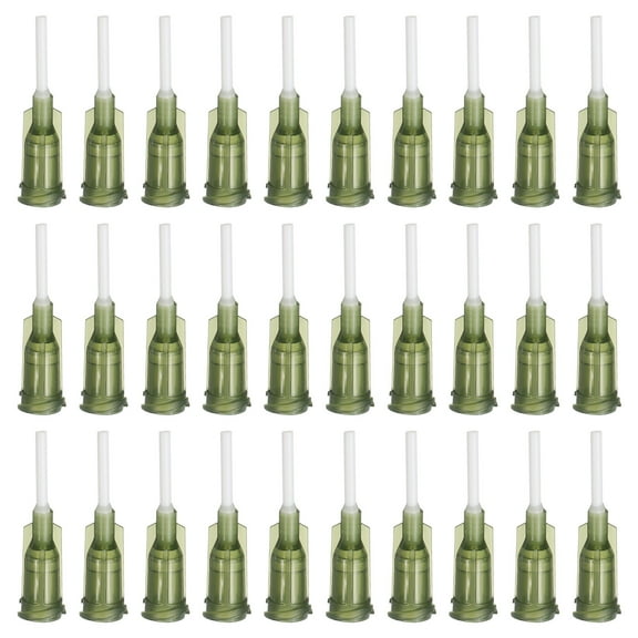 Uxcell Plastic Dispensing Needles, 14G Blunt Tips Luer Lock Glue Needle Tube, Dark Green 30 Pcs