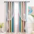 thumbnail image 2 of Star Curtains Stars Blackout Curtains for Kids Girls Bedroom Living Room Colorful Double Layer Star Cut Out Stripe Window Curtains, 1 Panel -(52W x 63L, Pink/Blue), 2 of 7