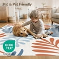 thumbnail image 4 of ODIKA 4'x6' Blue Orange Botanical Palm Fronds Modern Washable Area Rug Contemporary Leaf Motif Pattern Design Pet Friendly, Non-Shedding for Bedroom, Reading Nook, 4 of 7