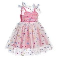 thumbnail image 2 of IBTOM CASTLE Toddler Baby Girls Boho Rainbow Tutu Floral Sequin Sleeveless Backless Ruffle Tulle Dress Princess Birthday Party Sundress 2-3 Years Hot Pink Sequin Dots, 2 of 8
